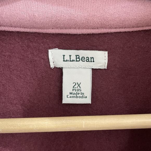 LL Bean Women's 1912 Sweatshirt Quarter-Zip Colorblock Pink Maroon Size 2X - Picture 4 of 4